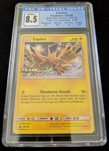 CGC 8.5 STAFF Team Up Zapdos Promo