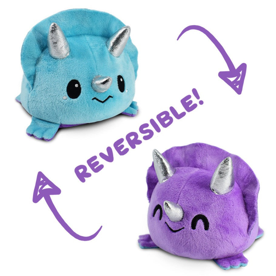 Tee Turtle Reversible Triceratops Plush: Purple & Blue