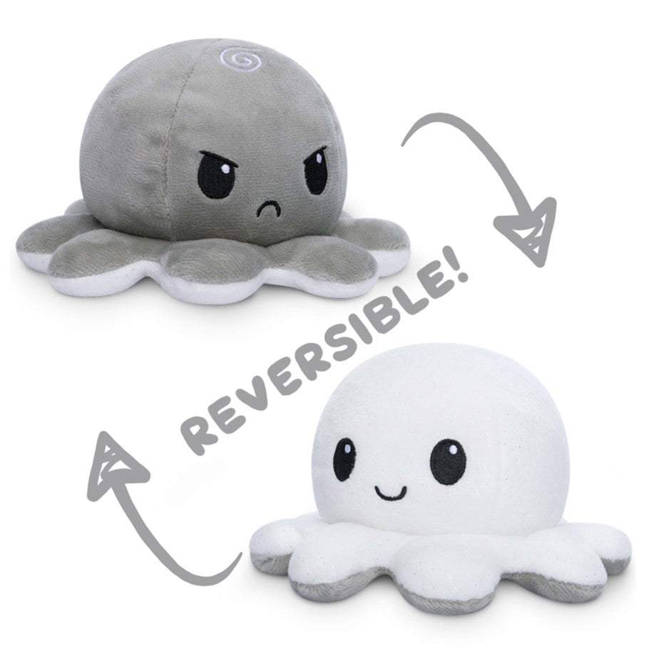 Tee Turtle Reversible Octopus Mini Plush: White & Grey