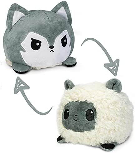 Tee Turtle Reversible Sheep/Wolf Mini Plush: White & Grey